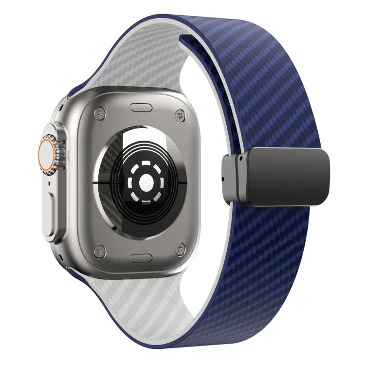 สายรัดนาฬิกาหัวเข็มขัดแม่เหล็กคาร์บอนไฟเบอร์สีดำ สำหรับ Apple Watch 42mm, สำหรับ Apple Watch 38mm