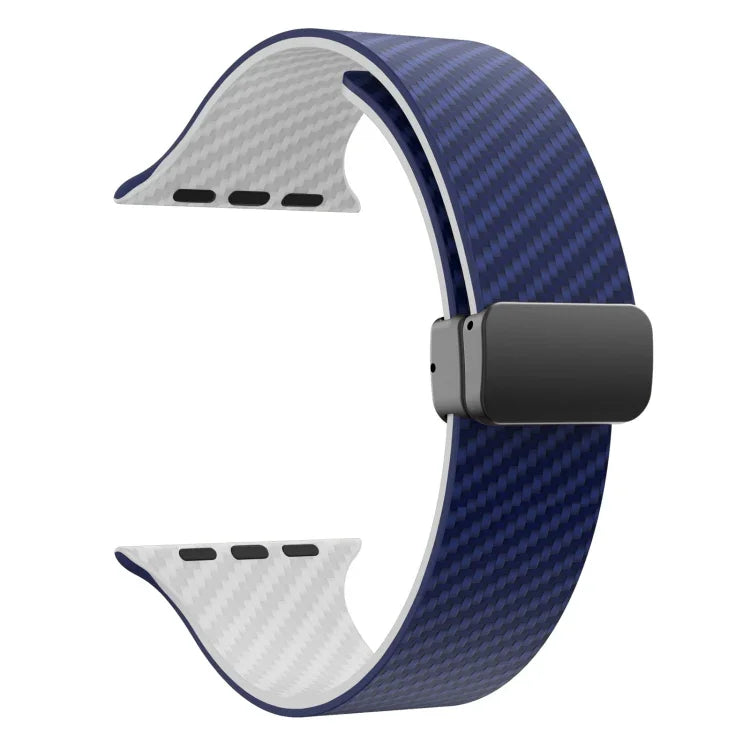 สายรัดนาฬิกาหัวเข็มขัดแม่เหล็กคาร์บอนไฟเบอร์สีดำ สำหรับ Apple Watch 42mm, สำหรับ Apple Watch 38mm