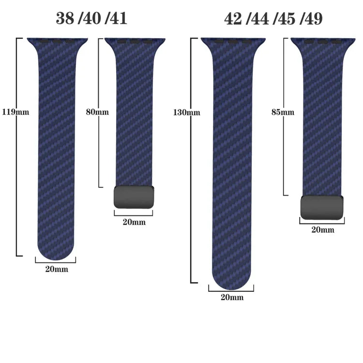 สายรัดนาฬิกาหัวเข็มขัดแม่เหล็กคาร์บอนไฟเบอร์สีดำ สำหรับ Apple Watch 42mm, สำหรับ Apple Watch 38mm