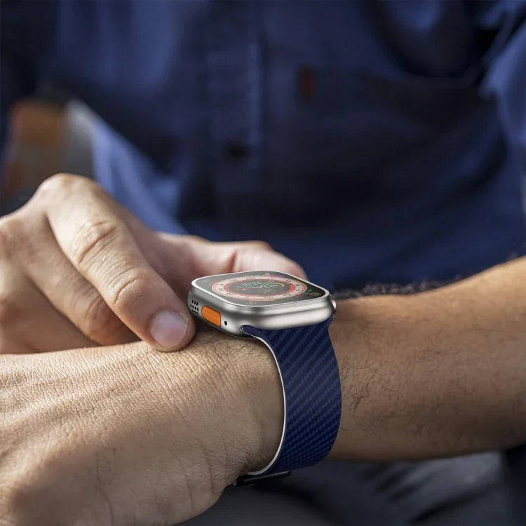 สายรัดนาฬิกาหัวเข็มขัดแม่เหล็กคาร์บอนไฟเบอร์สีดำ สำหรับ Apple Watch 42mm, สำหรับ Apple Watch 38mm