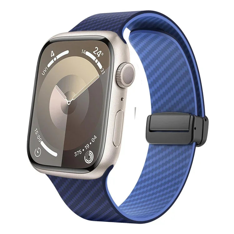 สายรัดนาฬิกาหัวเข็มขัดแม่เหล็กคาร์บอนไฟเบอร์สีดำ สำหรับ Apple Watch 42mm, สำหรับ Apple Watch 38mm