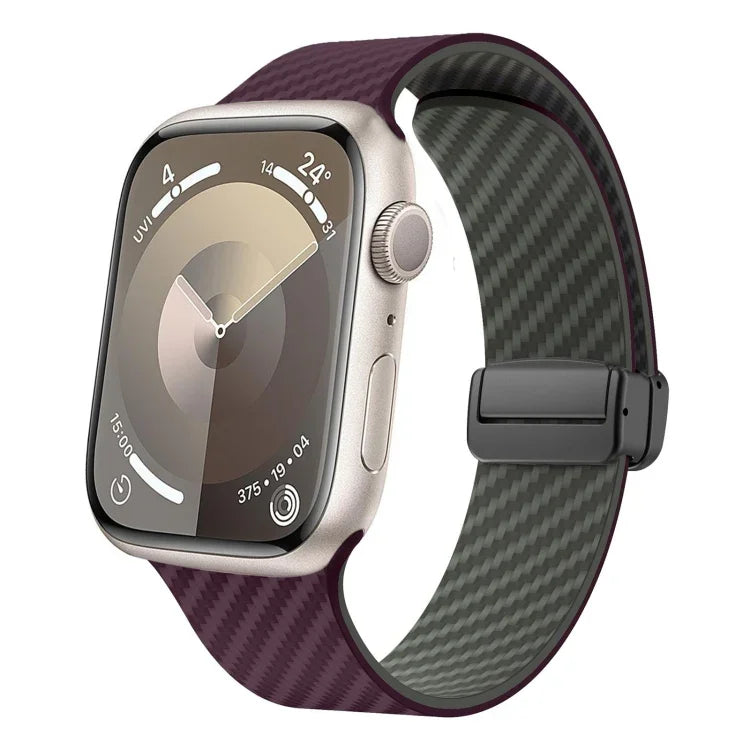 สายรัดนาฬิกาหัวเข็มขัดแม่เหล็กคาร์บอนไฟเบอร์สีดำ สำหรับ Apple Watch 42mm, สำหรับ Apple Watch 38mm