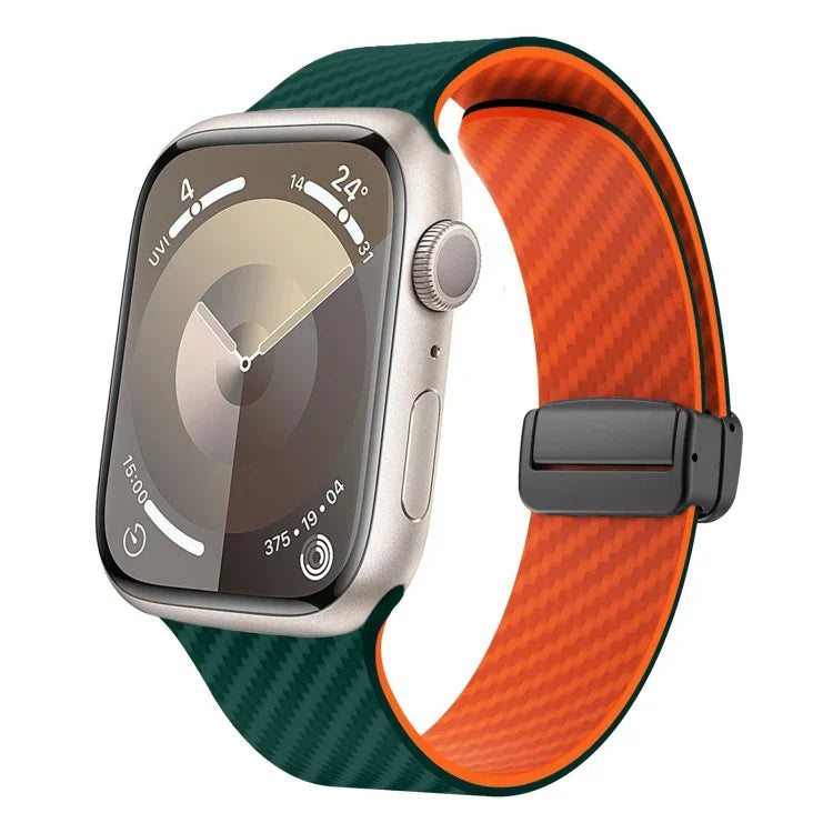 สายรัดนาฬิกาหัวเข็มขัดแม่เหล็กคาร์บอนไฟเบอร์สีดำ สำหรับ Apple Watch 42mm, สำหรับ Apple Watch 38mm