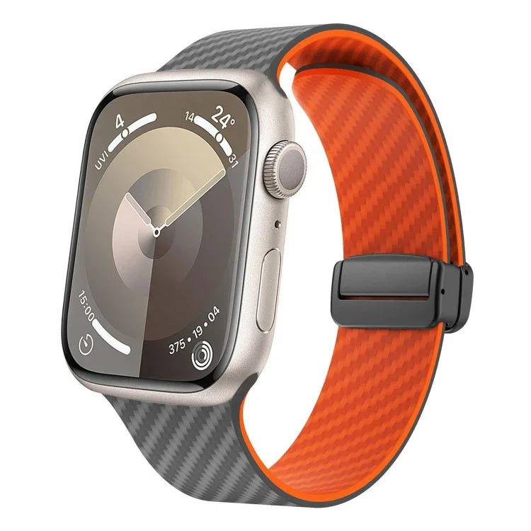 สายรัดนาฬิกาหัวเข็มขัดแม่เหล็กคาร์บอนไฟเบอร์สีดำ สำหรับ Apple Watch 42mm, สำหรับ Apple Watch 38mm