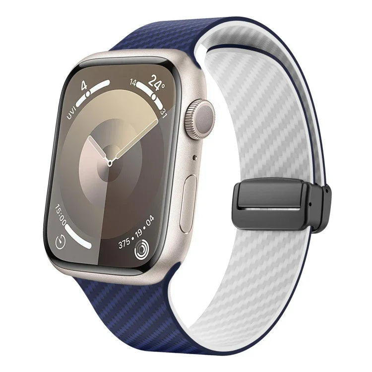 สายรัดนาฬิกาหัวเข็มขัดแม่เหล็กคาร์บอนไฟเบอร์สีดำ สำหรับ Apple Watch 42mm, สำหรับ Apple Watch 38mm