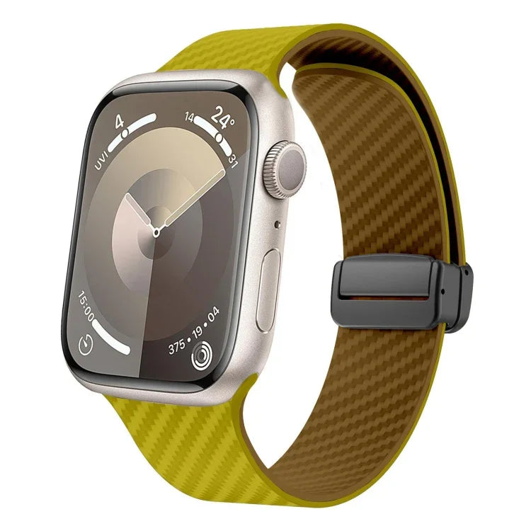 สายรัดนาฬิกาหัวเข็มขัดแม่เหล็กคาร์บอนไฟเบอร์สีดำ สำหรับ Apple Watch 42mm, สำหรับ Apple Watch 38mm