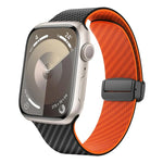 สายรัดนาฬิกาหัวเข็มขัดแม่เหล็กคาร์บอนไฟเบอร์สีดำ สำหรับ Apple Watch 42mm, สำหรับ Apple Watch 38mm
