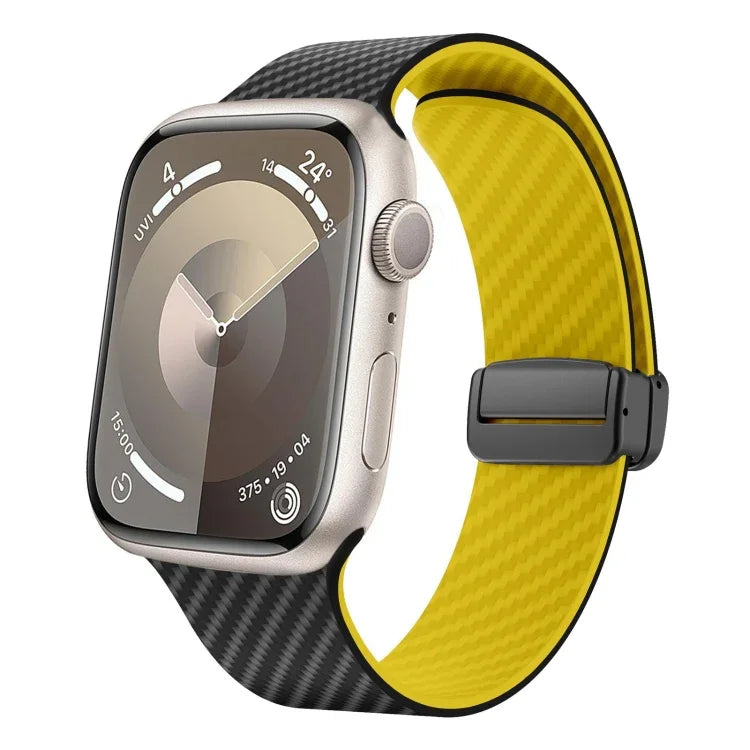 สายรัดนาฬิกาหัวเข็มขัดแม่เหล็กคาร์บอนไฟเบอร์สีดำ สำหรับ Apple Watch 42mm, สำหรับ Apple Watch 38mm