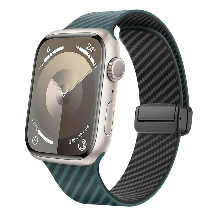 สายรัดนาฬิกาหัวเข็มขัดแม่เหล็กคาร์บอนไฟเบอร์สีดำ สำหรับ Apple Watch 42mm, สำหรับ Apple Watch 38mm