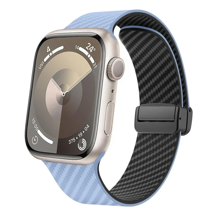 สายรัดนาฬิกาหัวเข็มขัดแม่เหล็กคาร์บอนไฟเบอร์สีดำ สำหรับ Apple Watch 42mm, สำหรับ Apple Watch 38mm