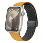 สายรัดนาฬิกาหัวเข็มขัดแม่เหล็กคาร์บอนไฟเบอร์สีดำ สำหรับ Apple Watch 42mm, สำหรับ Apple Watch 38mm
