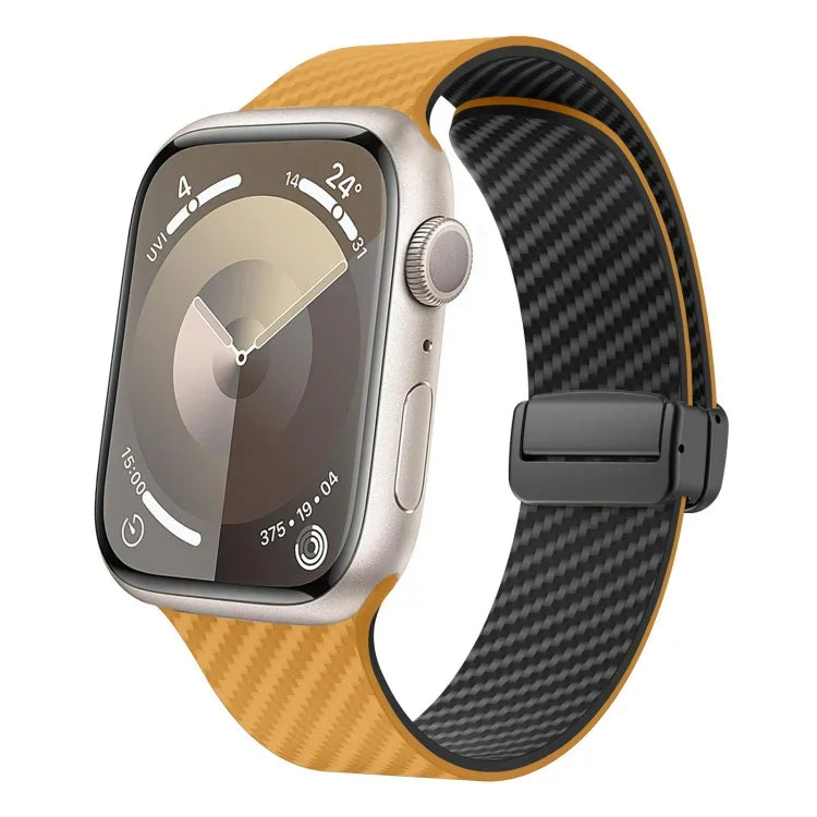 สายรัดนาฬิกาหัวเข็มขัดแม่เหล็กคาร์บอนไฟเบอร์สีดำ สำหรับ Apple Watch 42mm, สำหรับ Apple Watch 38mm