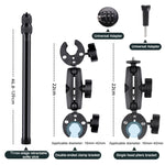 Motorcycle Clamps Handlebar Fixed Mount 3-stage Telescopic Selfie Stick, Double Dual-heads Crabs 3-stage Selfie Stick, Dual-heads Crab & Single Heads 3-stage Selfie Stick, 2 x Dual-heads Crab 1 x Single Heads