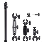 Motorcycle Clamps Handlebar Fixed Mount 3-stage Telescopic Selfie Stick, Double Dual-heads Crabs 3-stage Selfie Stick, Dual-heads Crab & Single Heads 3-stage Selfie Stick, 2 x Dual-heads Crab 1 x Single Heads