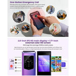HAMTOD T8 โทรศัพท์ฝาพับ 4G, 2.8 นิ้ว + 1.77 นิ้ว, VoLTE, BT, SOS, OTG, รุ่นยุโรป
