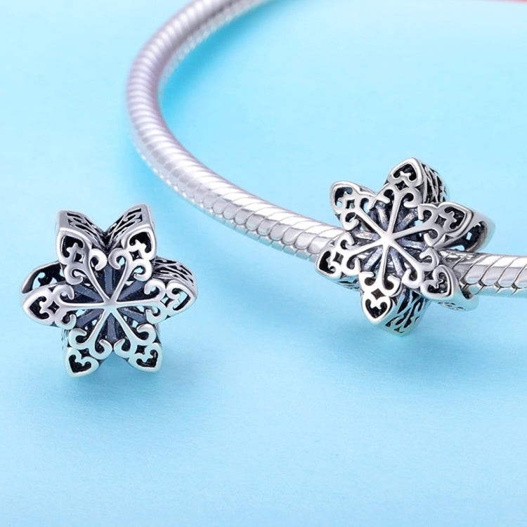 อุปกรณ์สร้อยข้อมือสร้อยคอ DIY ลูกปัดเกล็ดหิมะฤดูหนาวเงินสเตอร์ลิง S925, สีเงิน, โรสโกลด์