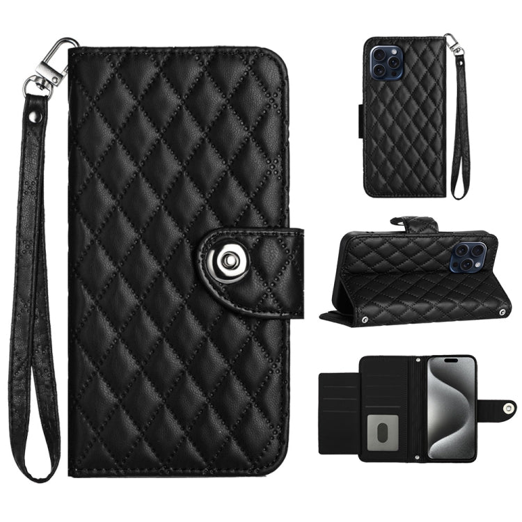 Rhombic Texture Flip Leather Phone Case with Lanyard, For iPhone 14 Pro Max, For iPhone SE 2022 / 2020 / 8 / 7, For iPhone 13 Pro Max, For iPhone 13 Pro, For iPhone 13, For iPhone 12 / 12 Pro, For iPhone 12 Pro Max, For iPhone 11 Pro Max