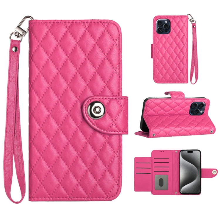 Rhombic Texture Flip Leather Phone Case with Lanyard, For iPhone 14 Pro Max, For iPhone SE 2022 / 2020 / 8 / 7, For iPhone 13 Pro Max, For iPhone 13 Pro, For iPhone 13, For iPhone 12 / 12 Pro, For iPhone 12 Pro Max, For iPhone 11 Pro Max
