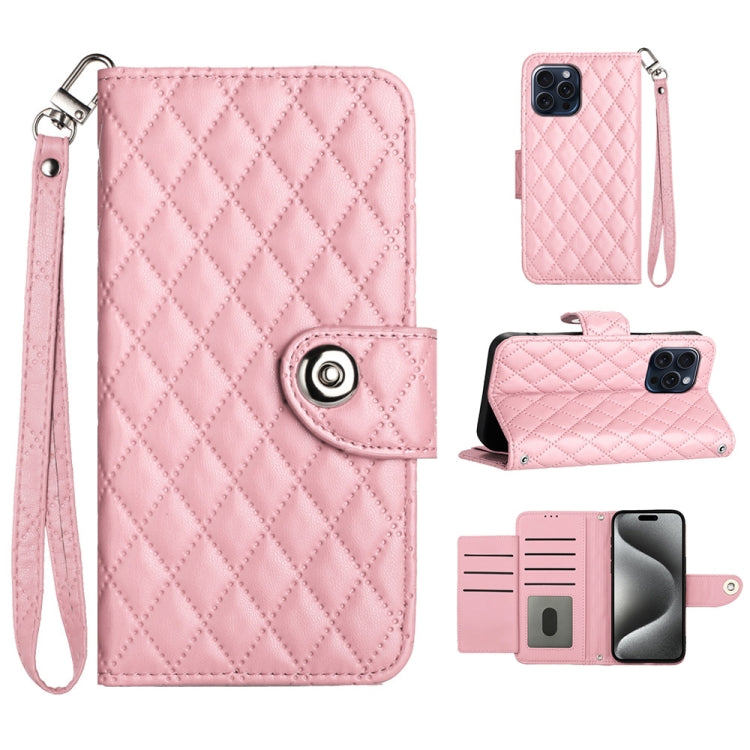 Rhombic Texture Flip Leather Phone Case with Lanyard, For iPhone 14 Pro Max, For iPhone SE 2022 / 2020 / 8 / 7, For iPhone 13 Pro Max, For iPhone 13 Pro, For iPhone 13, For iPhone 12 / 12 Pro, For iPhone 12 Pro Max, For iPhone 11 Pro Max