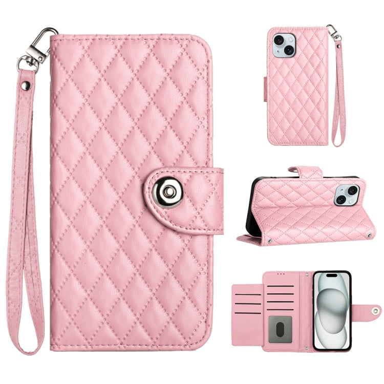 Rhombic Texture Flip Leather Phone Case with Lanyard, For iPhone 14 Pro Max, For iPhone SE 2022 / 2020 / 8 / 7, For iPhone 13 Pro Max, For iPhone 13 Pro, For iPhone 13, For iPhone 12 / 12 Pro, For iPhone 12 Pro Max, For iPhone 11 Pro Max