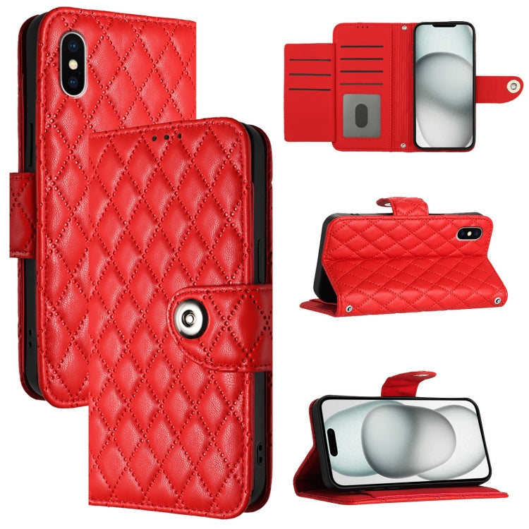 เคสโทรศัพท์หนังลายขนมเปียกปูนพร้อมสายคล้อง สำหรับ iPhone 11, iPhone 11 Pro, iPhone XS / X, iPhone XR, iPhone XS Max, iPhone 8 Plus / 7 Plus / 6s Plus