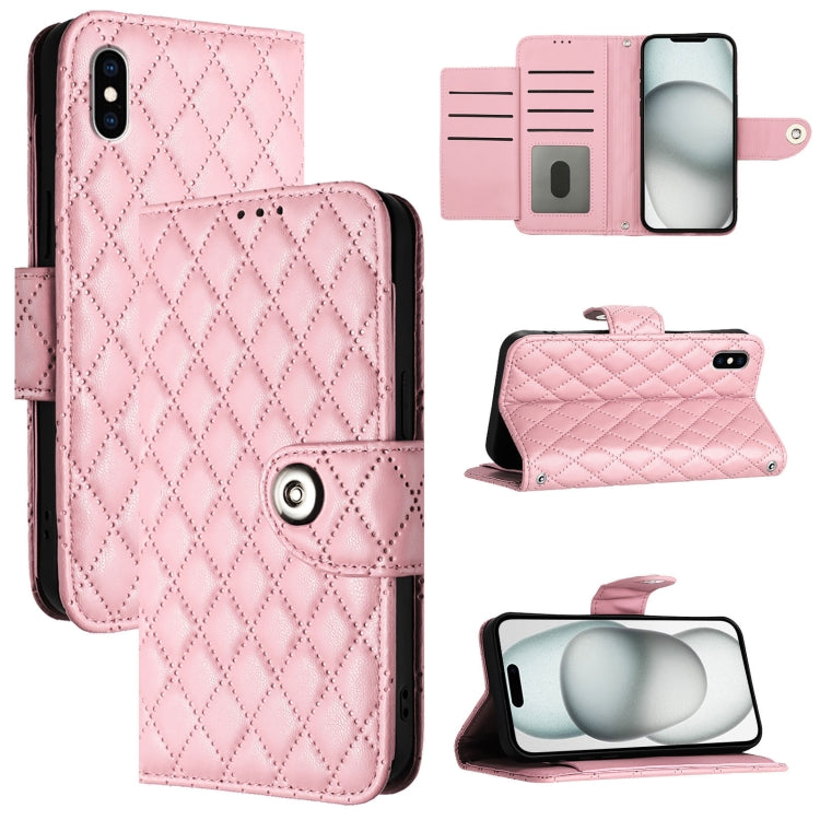เคสโทรศัพท์หนังลายขนมเปียกปูนพร้อมสายคล้อง สำหรับ iPhone 11, iPhone 11 Pro, iPhone XS / X, iPhone XR, iPhone XS Max, iPhone 8 Plus / 7 Plus / 6s Plus