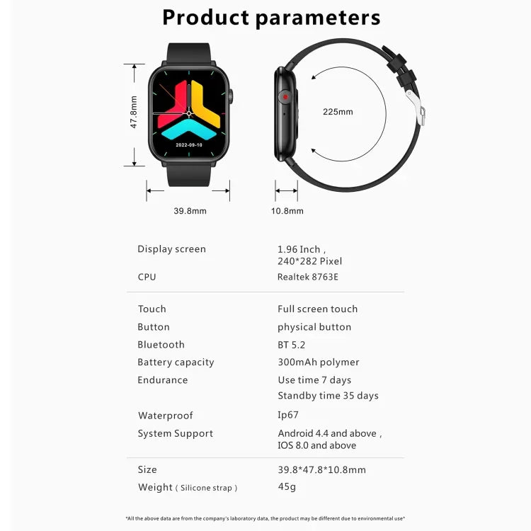 QX9 นาฬิกาอัจฉริยะกีฬา BT5.2 ขนาด 1.96 นิ้ว รองรับการโทรผ่านบลูทูธ / การนอน / ปริมาณออกซิเจนในเลือด / อัตราการเต้นของหัวใจ / ความดันโลหิต