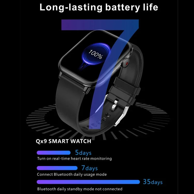 QX9 นาฬิกาอัจฉริยะกีฬา BT5.2 ขนาด 1.96 นิ้ว รองรับการโทรผ่านบลูทูธ / การนอน / ปริมาณออกซิเจนในเลือด / อัตราการเต้นของหัวใจ / ความดันโลหิต