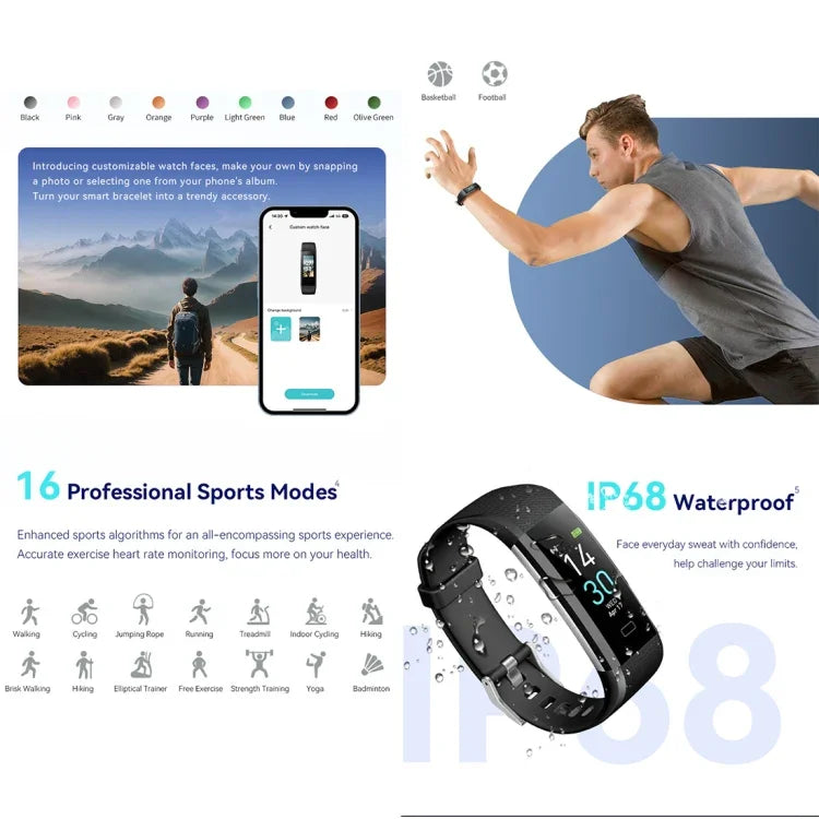 S5-4 สายรัดข้อมืออัจฉริยะกันน้ำ IP68 วัดอัตราการเต้นหัวใจ ติดตามฟิตเนสกีฬา สมาร์ทวอทช์