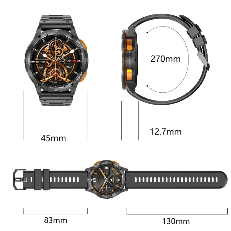 LEMFO AK59 สมาร์ทวอทช์หน้าจอ AMLOED กลม 1.43 นิ้ว สายซิลิโคน