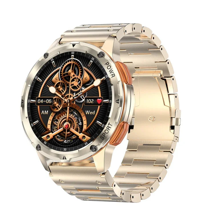AK59 สมาร์ทวอทช์หน้าจอ AMLOED กลม 1.43 นิ้ว สายเหล็ก