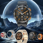 AK59 สมาร์ทวอทช์หน้าจอ AMLOED กลม 1.43 นิ้ว สายเหล็ก