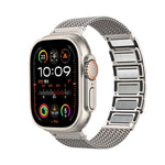สายรัดนาฬิกาสแตนเลสสตีลแบบถักพร้อมตัวล็อกแม่เหล็ก สำหรับ Apple Watch SE 2023 44mm, สำหรับ Apple Watch SE 2023 40mm, สำหรับ Apple Watch Ultra 2 49mm, สำหรับ Apple Watch Series 9 45mm, สำหรับ Apple Watch Series 9 41mm, สำหรับ Apple Watch Ultra 49mm