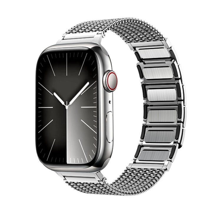 สายรัดนาฬิกาสแตนเลสสตีลแบบถักพร้อมตัวล็อกแม่เหล็ก สำหรับ Apple Watch SE 2023 44mm, สำหรับ Apple Watch SE 2023 40mm, สำหรับ Apple Watch Ultra 2 49mm, สำหรับ Apple Watch Series 9 45mm, สำหรับ Apple Watch Series 9 41mm, สำหรับ Apple Watch Ultra 49mm