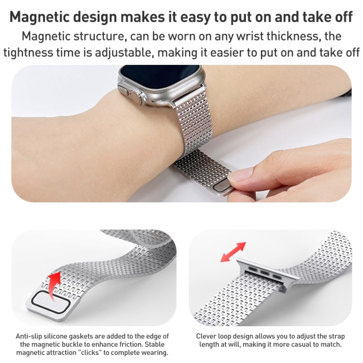 สายรัดนาฬิกา Milanese Loop สแตนเลสสตีลพร้อมตัวล็อกแม่เหล็ก สำหรับ Apple Watch SE 40mm, สำหรับ Apple Watch SE 44mm, สำหรับ Apple Watch Series 6 40mm, สำหรับ Apple Watch Series 6 44mm, สำหรับ Apple Watch Series 5 44mm, สำหรับ Apple Watch Series 5 40mm