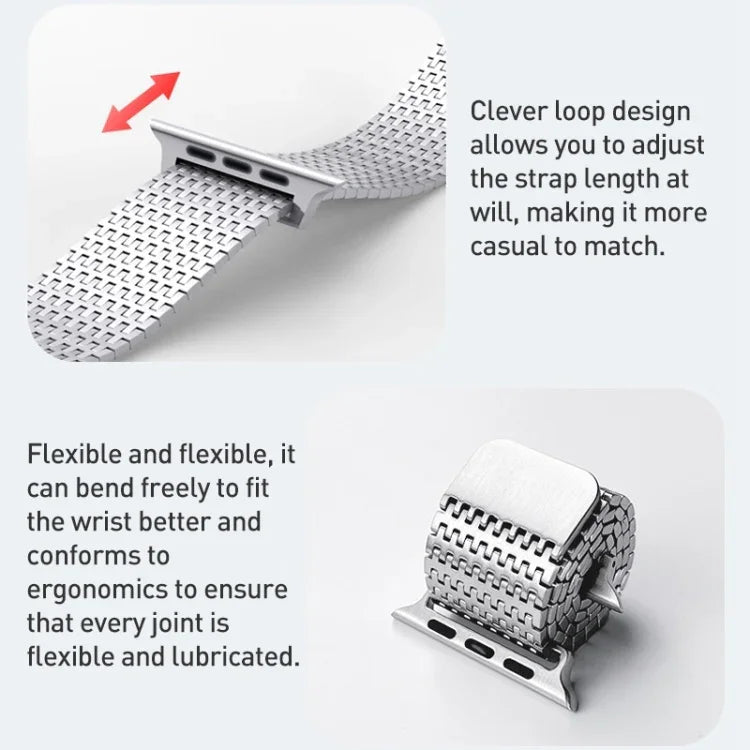 สายรัดนาฬิกาสแตนเลสสตีลแบบ Milanese Loop พร้อมหัวแม่เหล็ก สำหรับ Apple Watch 42mm, สำหรับ Apple Watch 38mm
