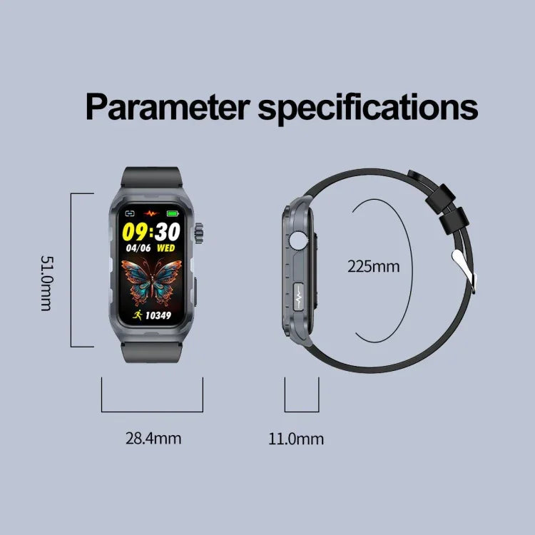 TK79 สมาร์ทวอทช์กันน้ำ IP68 ขนาด 1.47 นิ้ว รองรับ ECG / ตรวจวัดน้ำตาลในเลือด / ตรวจวัดออกซิเจนในเลือด / กรดยูริก