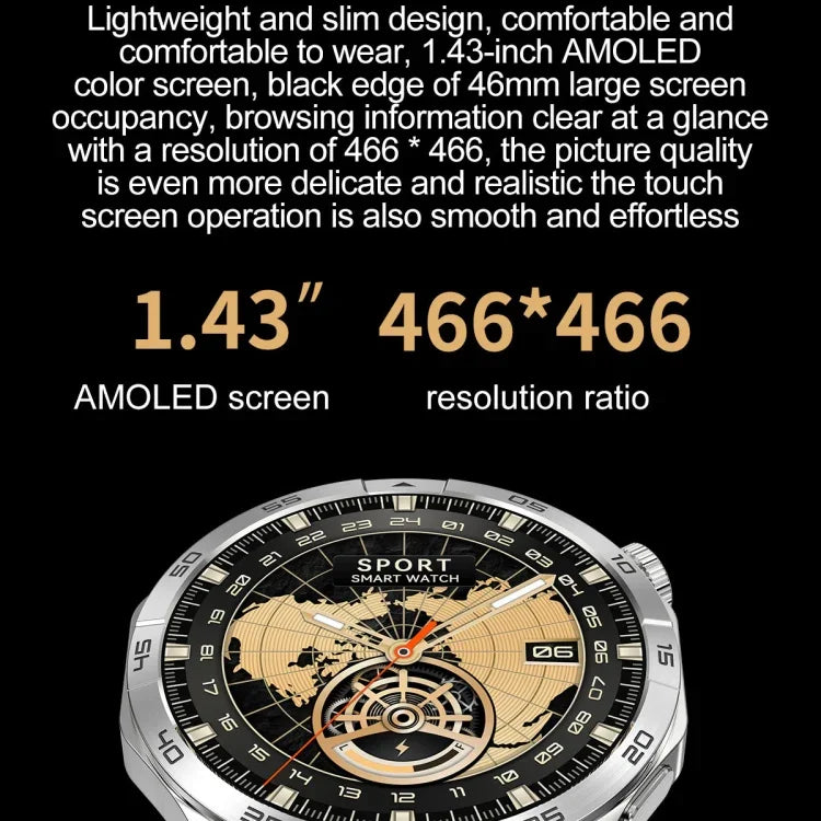 LEMFO HK4 สมาร์ทวอทช์หน้าจอ AMOLED กลม 1.43 นิ้ว รองรับการโทรบลูทูธ