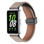 สายหนังหัวเข็มขัดแม่เหล็กสีดำลายลิ้นจี่ สำหรับ Samsung Galaxy Fit 3