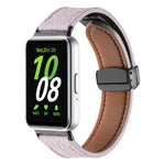 สายหนังหัวเข็มขัดแม่เหล็กสีดำลายลิ้นจี่ สำหรับ Samsung Galaxy Fit 3