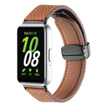 สายหนังหัวเข็มขัดแม่เหล็กสีดำลายลิ้นจี่ สำหรับ Samsung Galaxy Fit 3