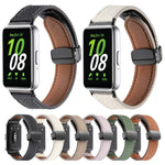 สายหนังหัวเข็มขัดแม่เหล็กสีดำลายลิ้นจี่ สำหรับ Samsung Galaxy Fit 3