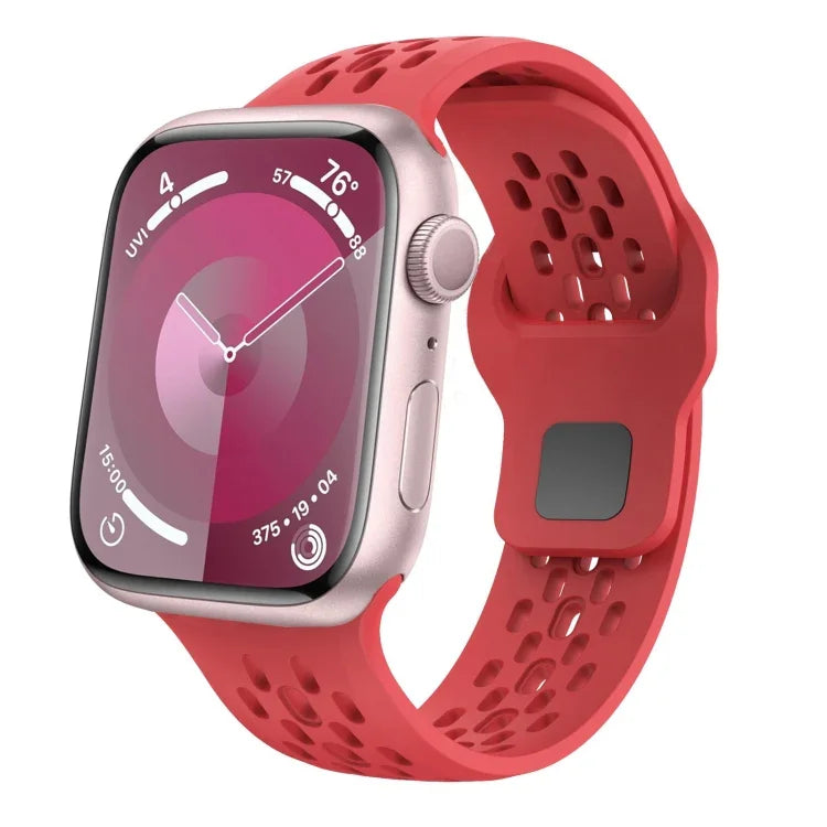 Oval Holes Fluororubber Watch Band, For Apple Watch Series 6 44mm, For Apple Watch Series 5 44mm, For Apple Watch Series 4 44mm, For Apple Watch Series 3 42mm, For Apple Watch Series 2 42mm, For Apple Watch 42mm