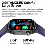 ET580 สมาร์ทวอทช์หน้าจอ AMOLED 2.04 นิ้ว รองรับการโทรบลูทูธ / ฟังก์ชัน ECG