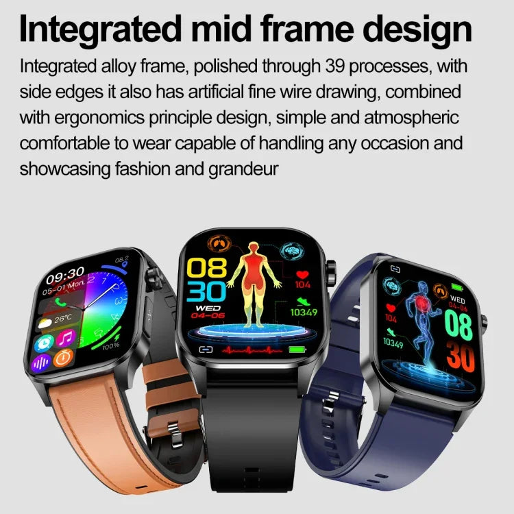 ET580 สมาร์ทวอทช์หน้าจอ AMOLED 2.04 นิ้ว รองรับการโทรบลูทูธ / ฟังก์ชัน ECG