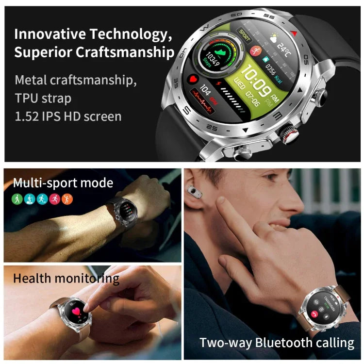 LEMFO T95 สมาร์ทวอทช์หน้าจอ IPS 1.52 นิ้ว พร้อมหูฟังบลูทูธ 2 in 1 รองรับการตรวจสุขภาพ