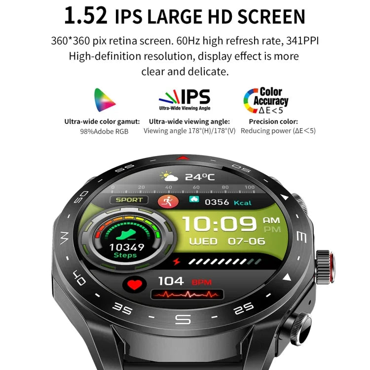 LEMFO T95 สมาร์ทวอทช์หน้าจอ IPS 1.52 นิ้ว พร้อมหูฟังบลูทูธ 2 in 1 รองรับการตรวจสุขภาพ