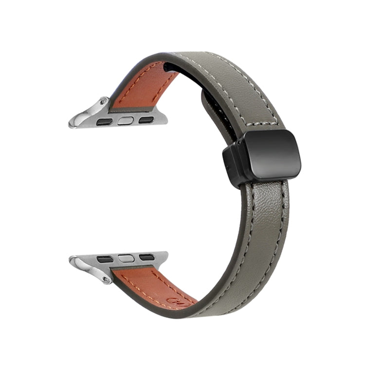 สายรัดนาฬิกาหนังแท้บางพร้อมหัวล็อกแม่เหล็ก สำหรับ Apple Watch 38mm
