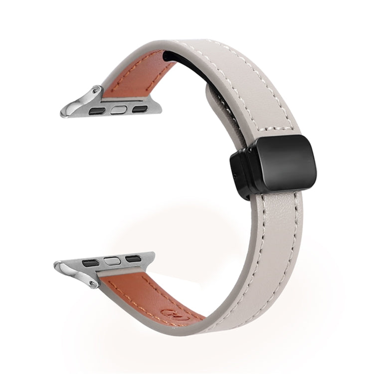 สายรัดนาฬิกาหนังแท้บางพร้อมหัวล็อกแม่เหล็ก สำหรับ Apple Watch 38mm