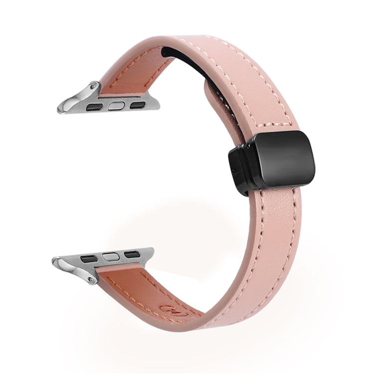 สายรัดนาฬิกาหนังแท้บางพร้อมหัวล็อกแม่เหล็ก สำหรับ Apple Watch 38mm